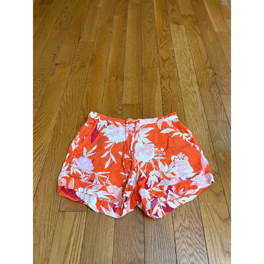 Cynthia Rowley Orange Tropical Floral Linen Blend Sleepwear Shorts size Small